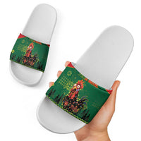 Portugal Christmas Slide Sandals Funny Galo De Barcelos - Wonder Print Shop