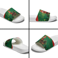 Portugal Christmas Slide Sandals Funny Galo De Barcelos - Wonder Print Shop
