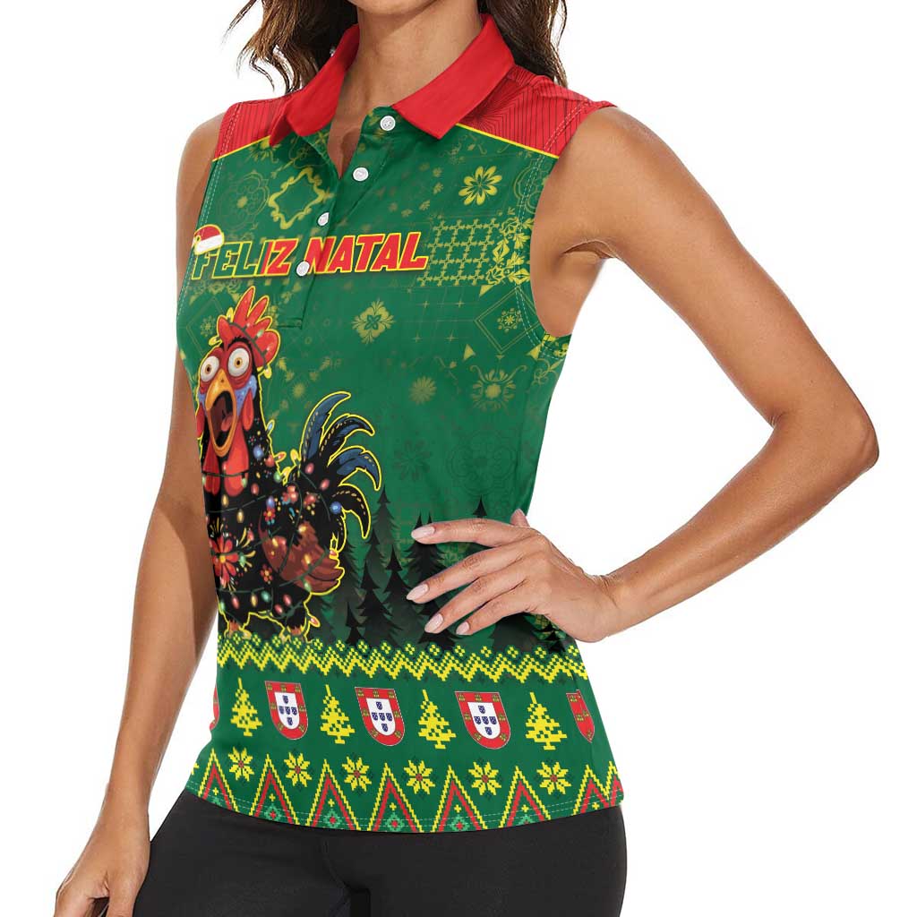 Portugal Christmas Women Sleeveless Polo Shirt Funny Galo De Barcelos - Wonder Print Shop