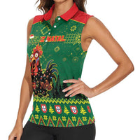 Portugal Christmas Women Sleeveless Polo Shirt Funny Galo De Barcelos - Wonder Print Shop