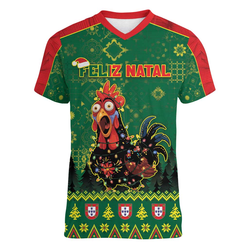 Portugal Christmas Women V-Neck T-Shirt Funny Galo De Barcelos - Wonder Print Shop
