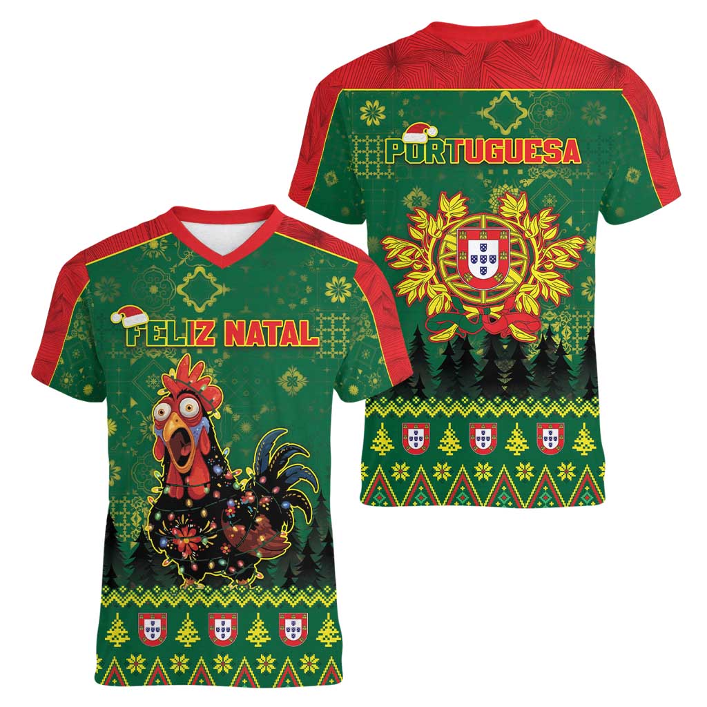 Portugal Christmas Women V-Neck T-Shirt Funny Galo De Barcelos - Wonder Print Shop