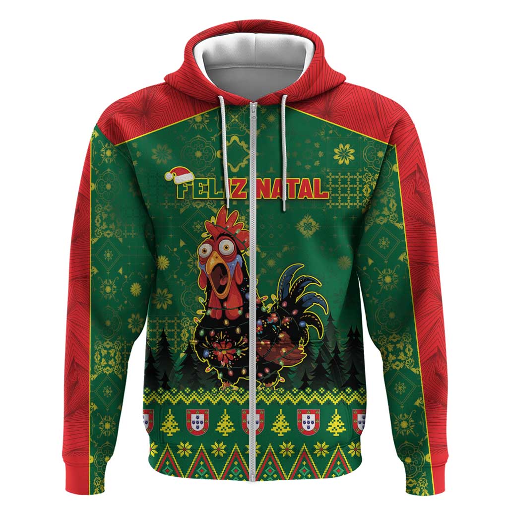 Portugal Christmas Zip Hoodie Funny Galo De Barcelos - Wonder Print Shop