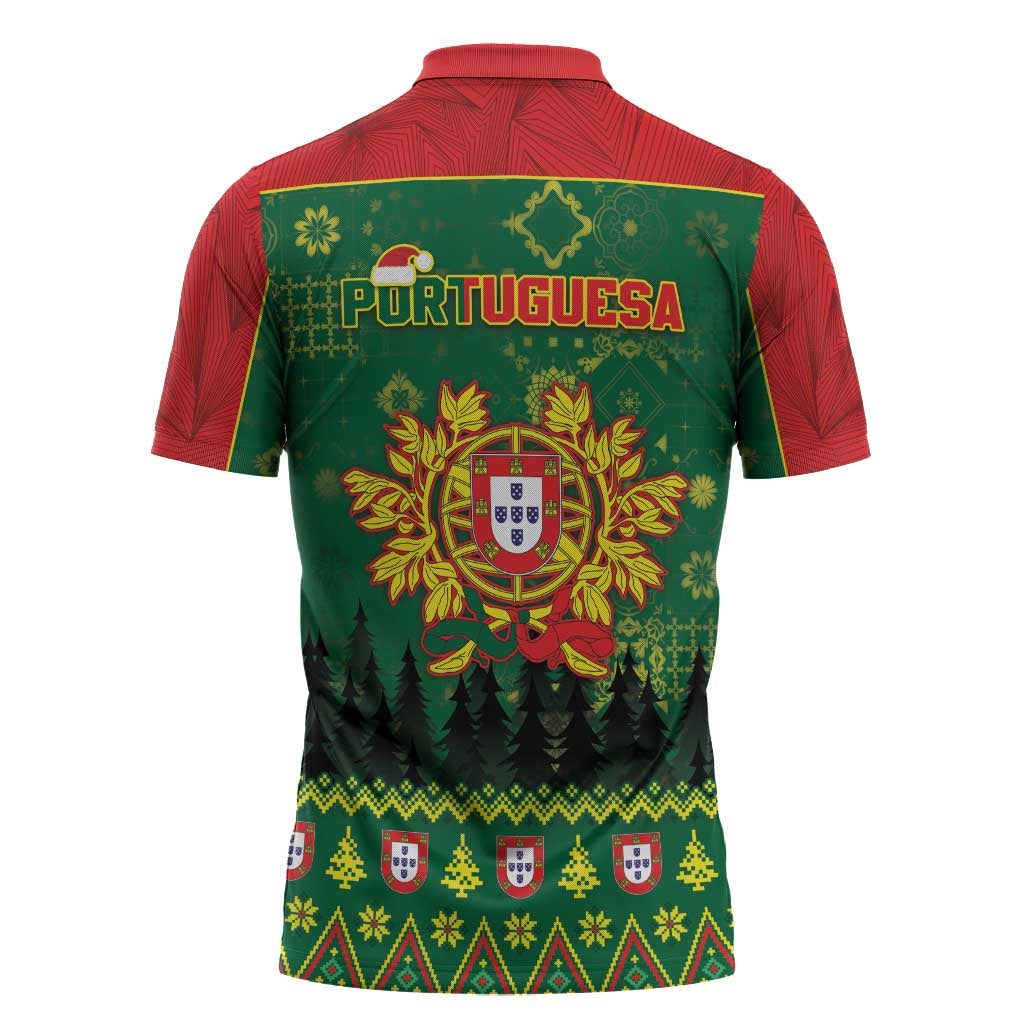 Portugal Christmas Zipper Polo Shirt Funny Galo De Barcelos - Wonder Print Shop
