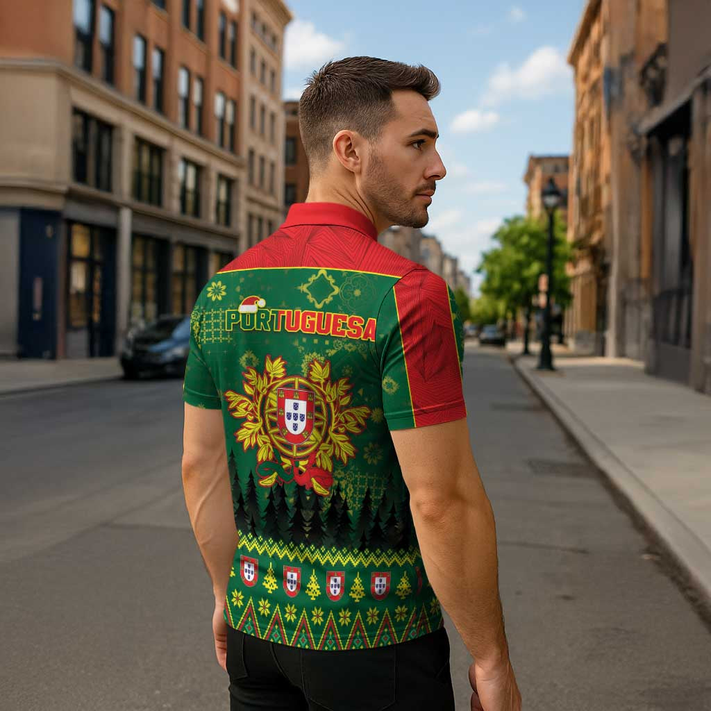 Portugal Christmas Zipper Polo Shirt Funny Galo De Barcelos - Wonder Print Shop