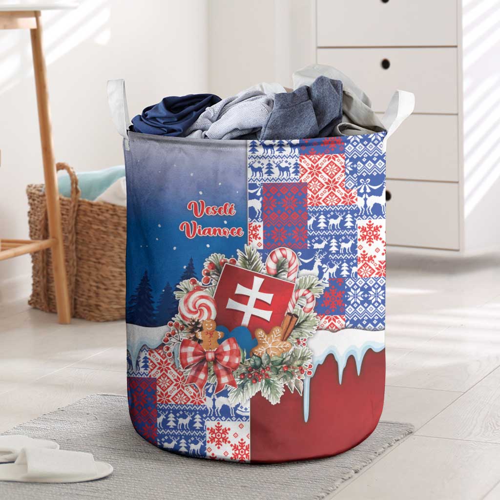 Slovakia Christmas Laundry Basket Vesale Vianoce Xmas Pattern - Wonder Print Shop