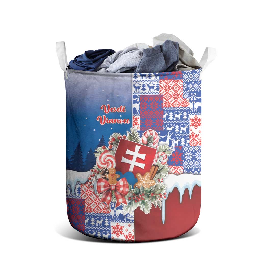 Slovakia Christmas Laundry Basket Vesale Vianoce Xmas Pattern - Wonder Print Shop