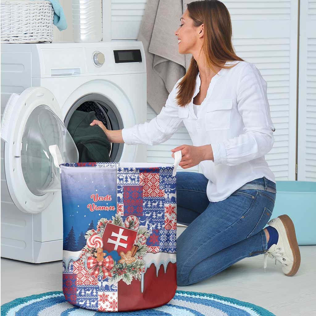 Slovakia Christmas Laundry Basket Vesale Vianoce Xmas Pattern - Wonder Print Shop