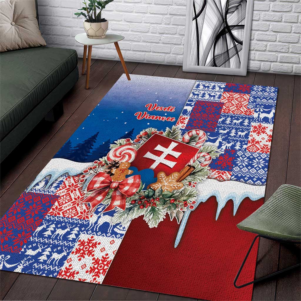 Slovakia Christmas Area Rug Vesale Vianoce Xmas Pattern - Wonder Print Shop