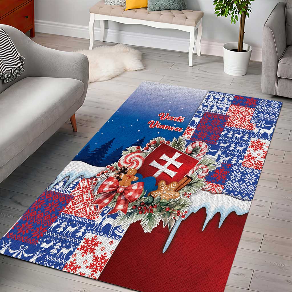 Slovakia Christmas Area Rug Vesale Vianoce Xmas Pattern - Wonder Print Shop