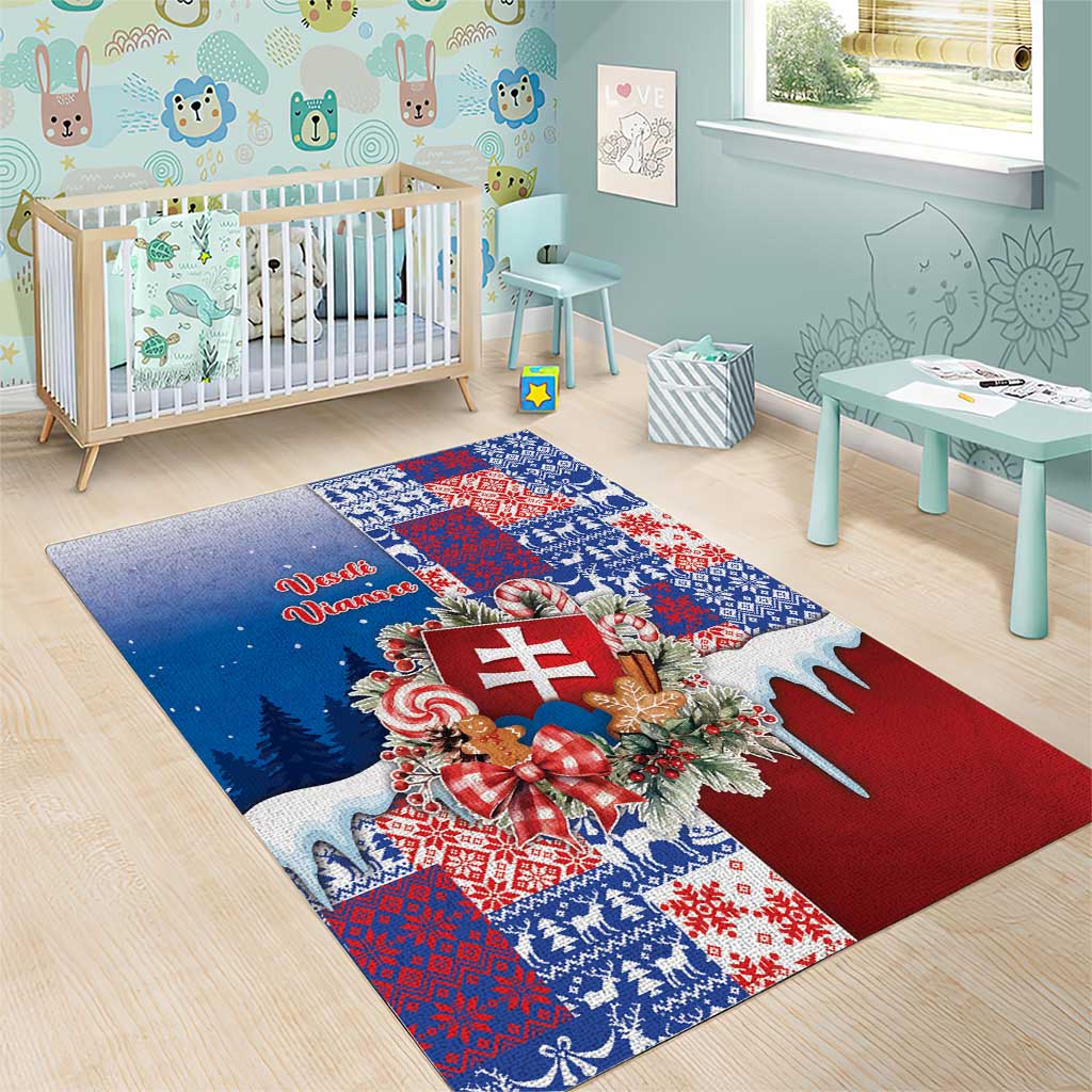 Slovakia Christmas Area Rug Vesale Vianoce Xmas Pattern - Wonder Print Shop