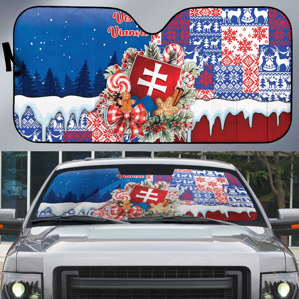Slovakia Christmas Auto Sun Shade Vesale Vianoce Xmas Pattern - Wonder Print Shop