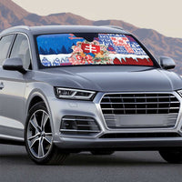 Slovakia Christmas Auto Sun Shade Vesale Vianoce Xmas Pattern - Wonder Print Shop