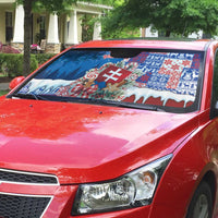 Slovakia Christmas Auto Sun Shade Vesale Vianoce Xmas Pattern - Wonder Print Shop
