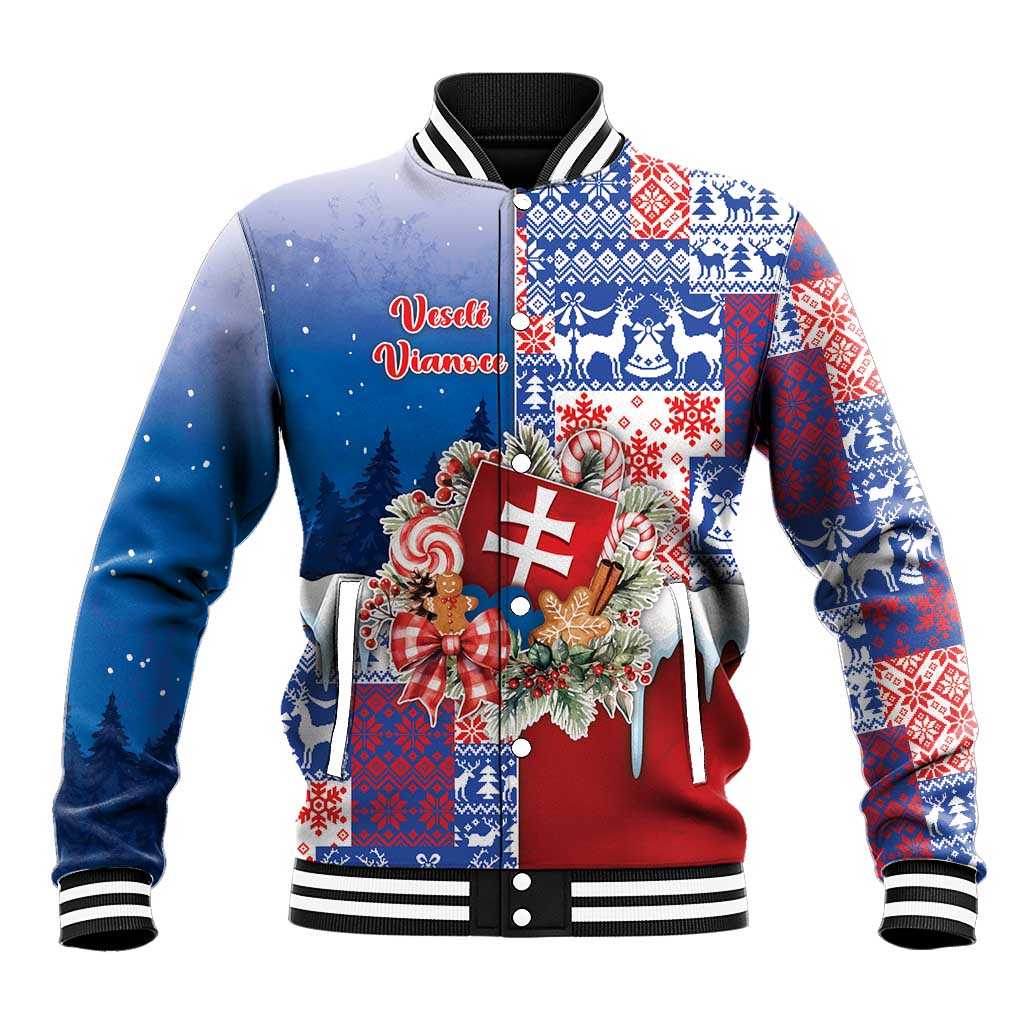 Slovakia Christmas Baseball Jacket Vesale Vianoce Xmas Pattern - Wonder Print Shop