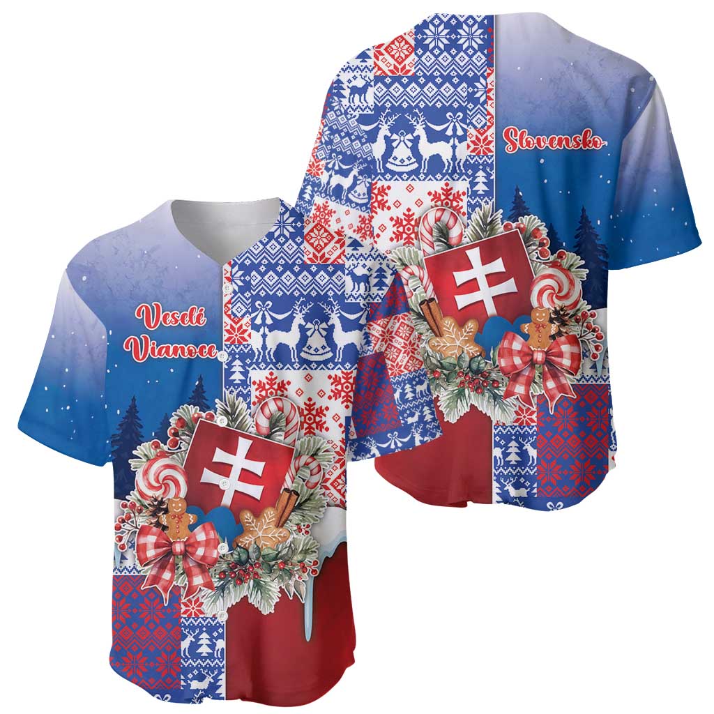 Slovakia Christmas Baseball Jersey Vesale Vianoce Xmas Pattern - Wonder Print Shop