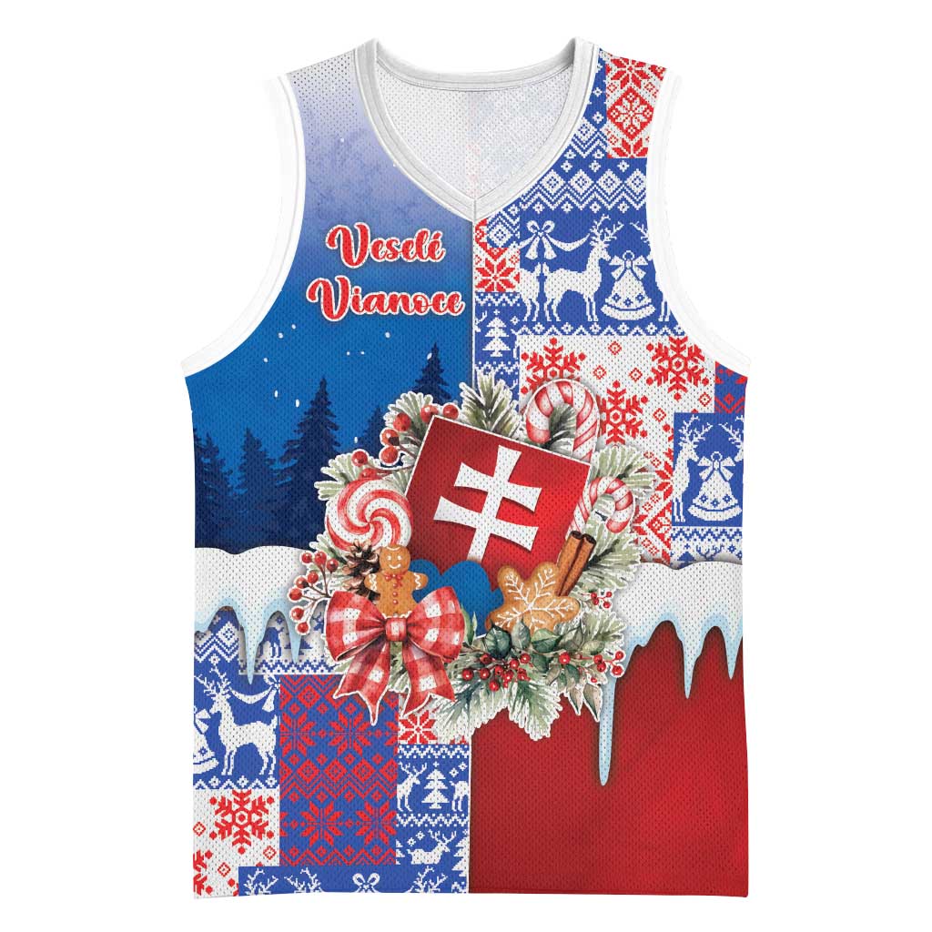 Slovakia Christmas Basketball Jersey Vesale Vianoce Xmas Pattern - Wonder Print Shop