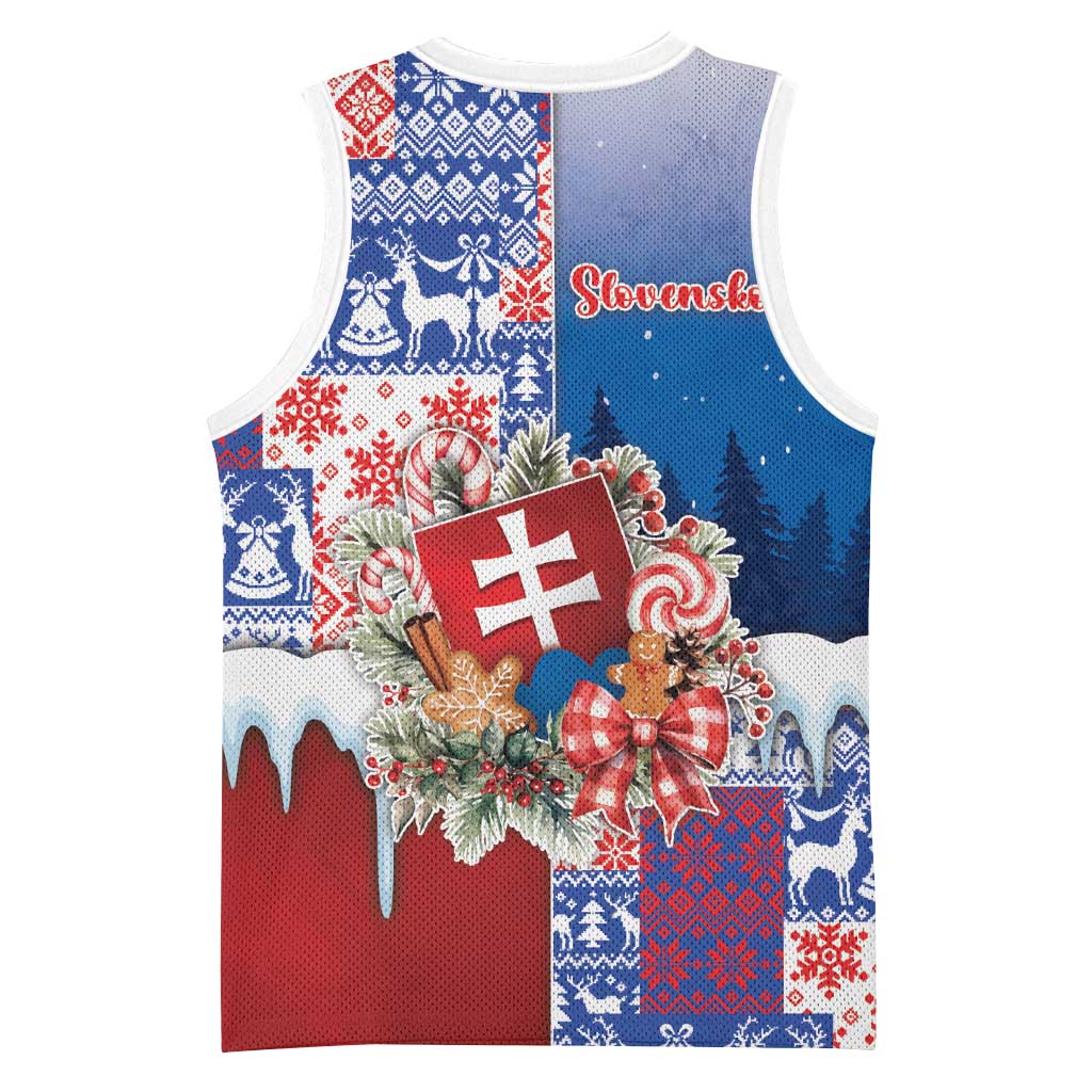 Slovakia Christmas Basketball Jersey Vesale Vianoce Xmas Pattern - Wonder Print Shop