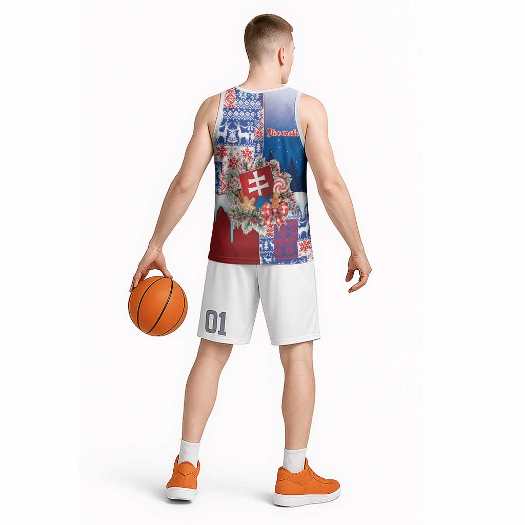 Slovakia Christmas Basketball Jersey Vesale Vianoce Xmas Pattern - Wonder Print Shop