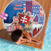 Slovakia Christmas Beach Blanket Vesale Vianoce Xmas Pattern - Wonder Print Shop