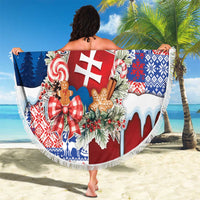 Slovakia Christmas Beach Blanket Vesale Vianoce Xmas Pattern - Wonder Print Shop