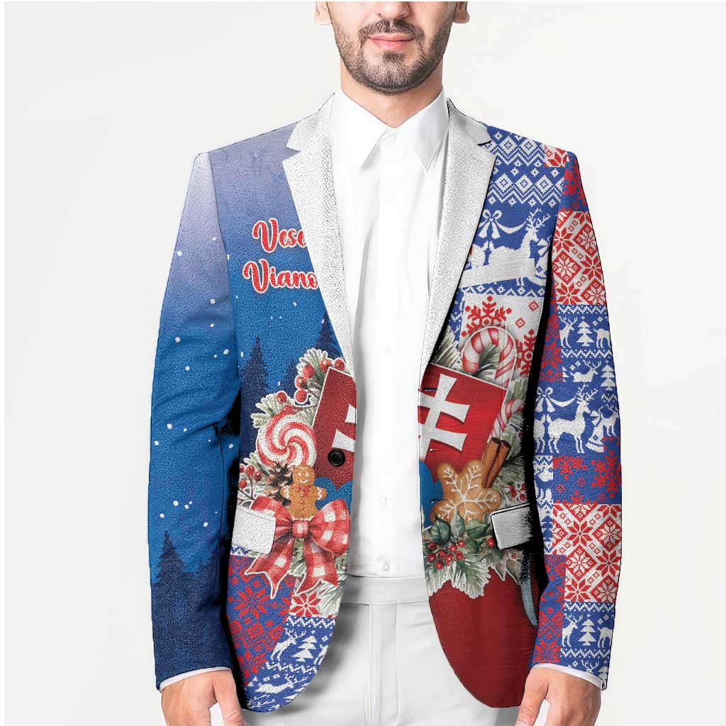 Slovakia Christmas Blazer Vesale Vianoce Xmas Pattern - Wonder Print Shop
