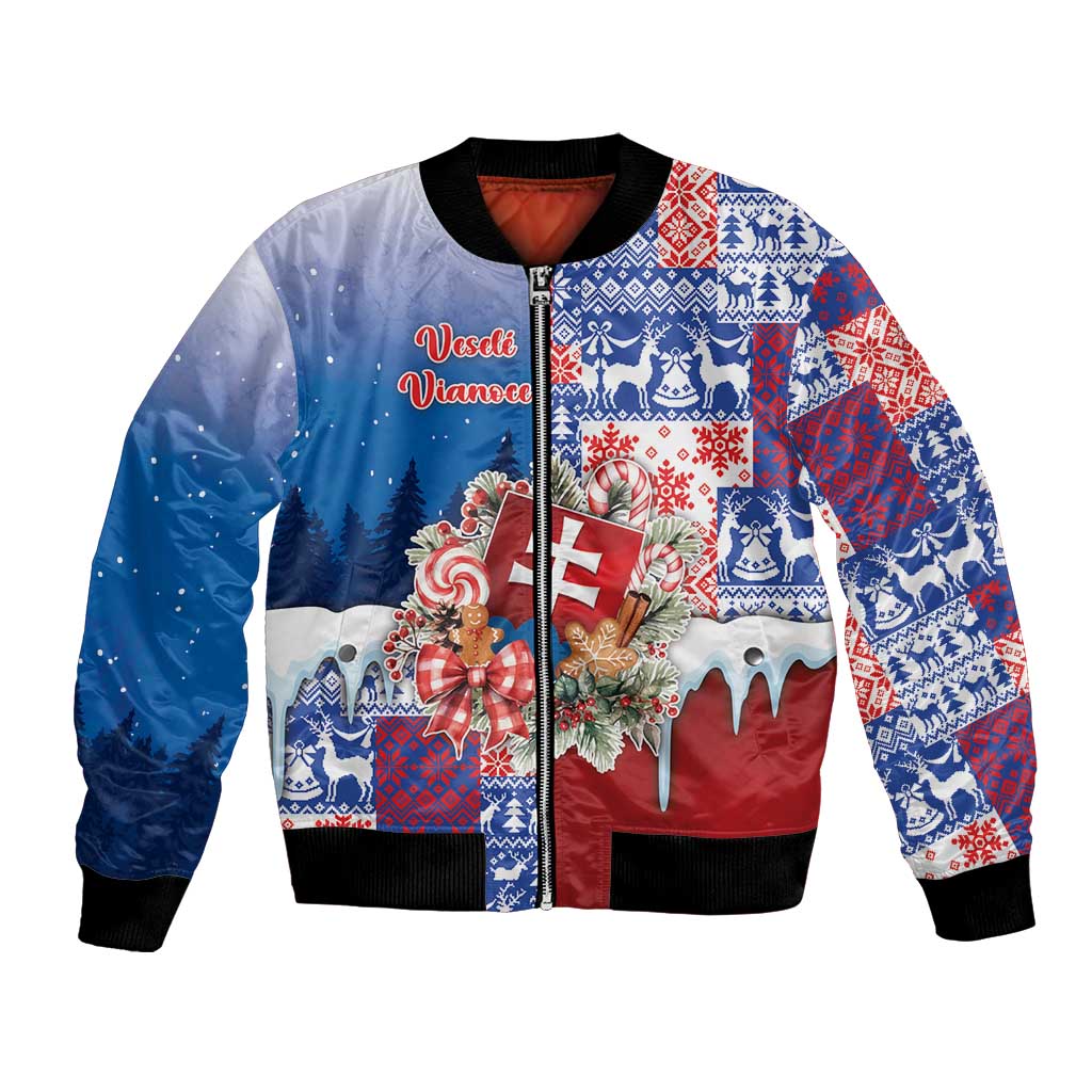 Slovakia Christmas Bomber Jacket Vesale Vianoce Xmas Pattern - Wonder Print Shop