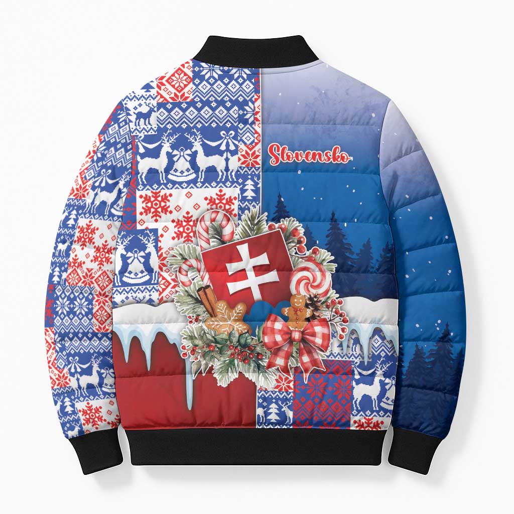 Slovakia Christmas Bomber Puffer Jacket Vesale Vianoce Xmas Pattern - Wonder Print Shop