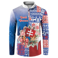 Slovakia Christmas Button Sweatshirt Vesale Vianoce Xmas Pattern - Wonder Print Shop