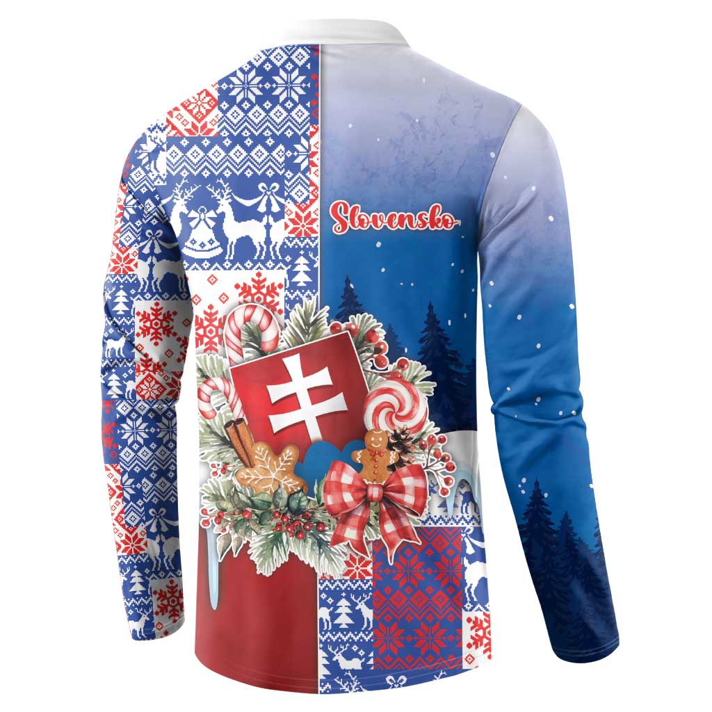Slovakia Christmas Button Sweatshirt Vesale Vianoce Xmas Pattern - Wonder Print Shop