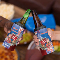 Slovakia Christmas 4 in 1 Can Cooler Tumbler Vesale Vianoce Xmas Pattern - Wonder Print Shop