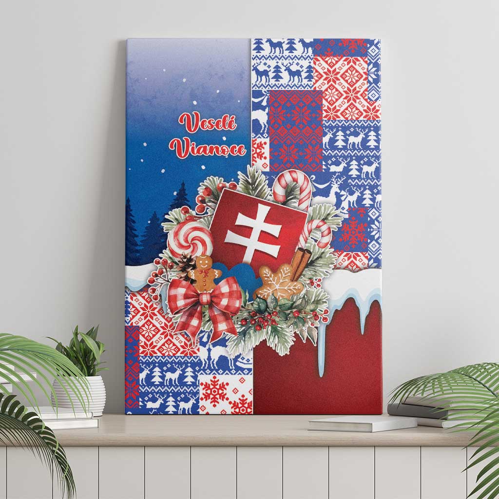 Slovakia Christmas Canvas Wall Art Vesale Vianoce Xmas Pattern - Wonder Print Shop