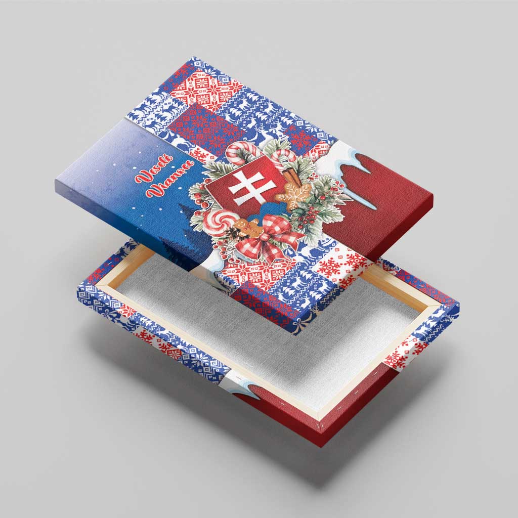 Slovakia Christmas Canvas Wall Art Vesale Vianoce Xmas Pattern - Wonder Print Shop