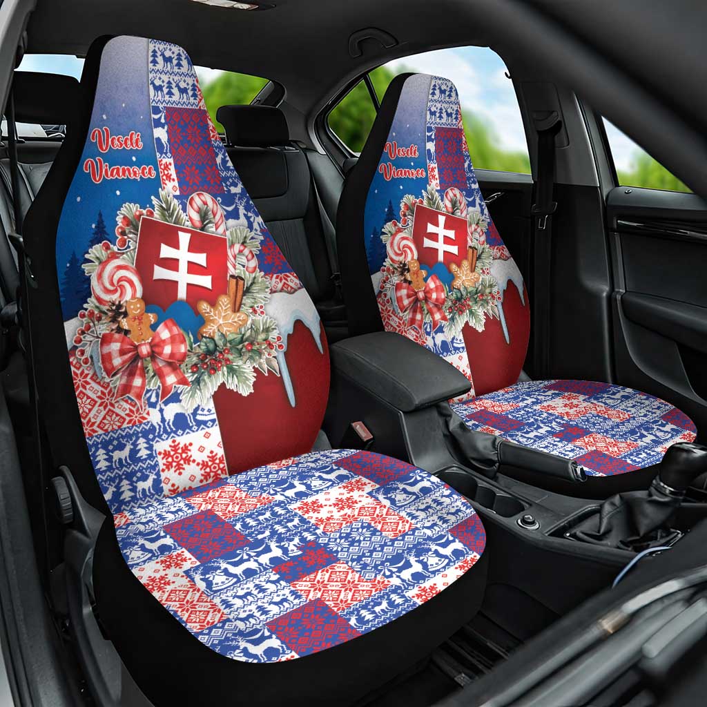 Slovakia Christmas Car Seat Cover Vesale Vianoce Xmas Pattern - Wonder Print Shop