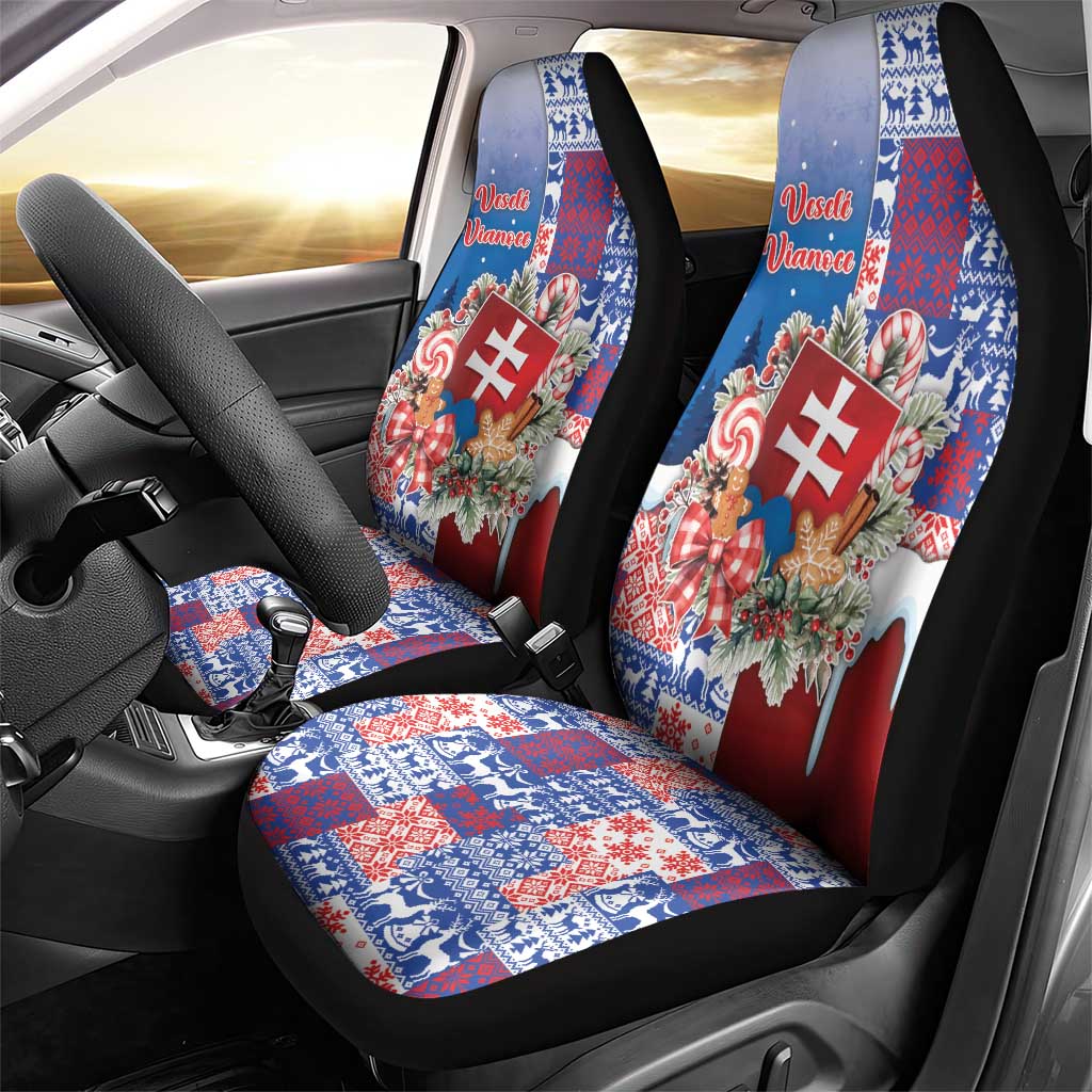 Slovakia Christmas Car Seat Cover Vesale Vianoce Xmas Pattern - Wonder Print Shop