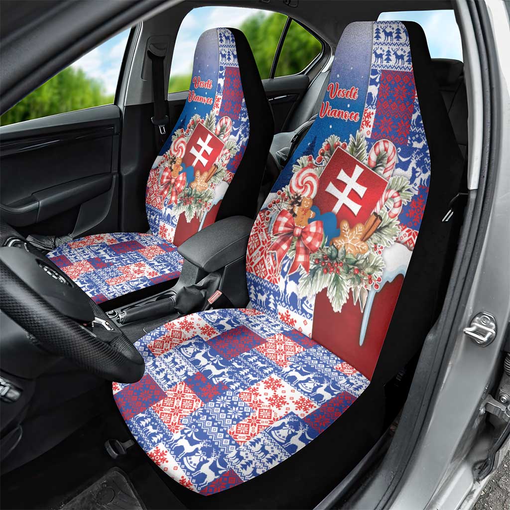 Slovakia Christmas Car Seat Cover Vesale Vianoce Xmas Pattern - Wonder Print Shop