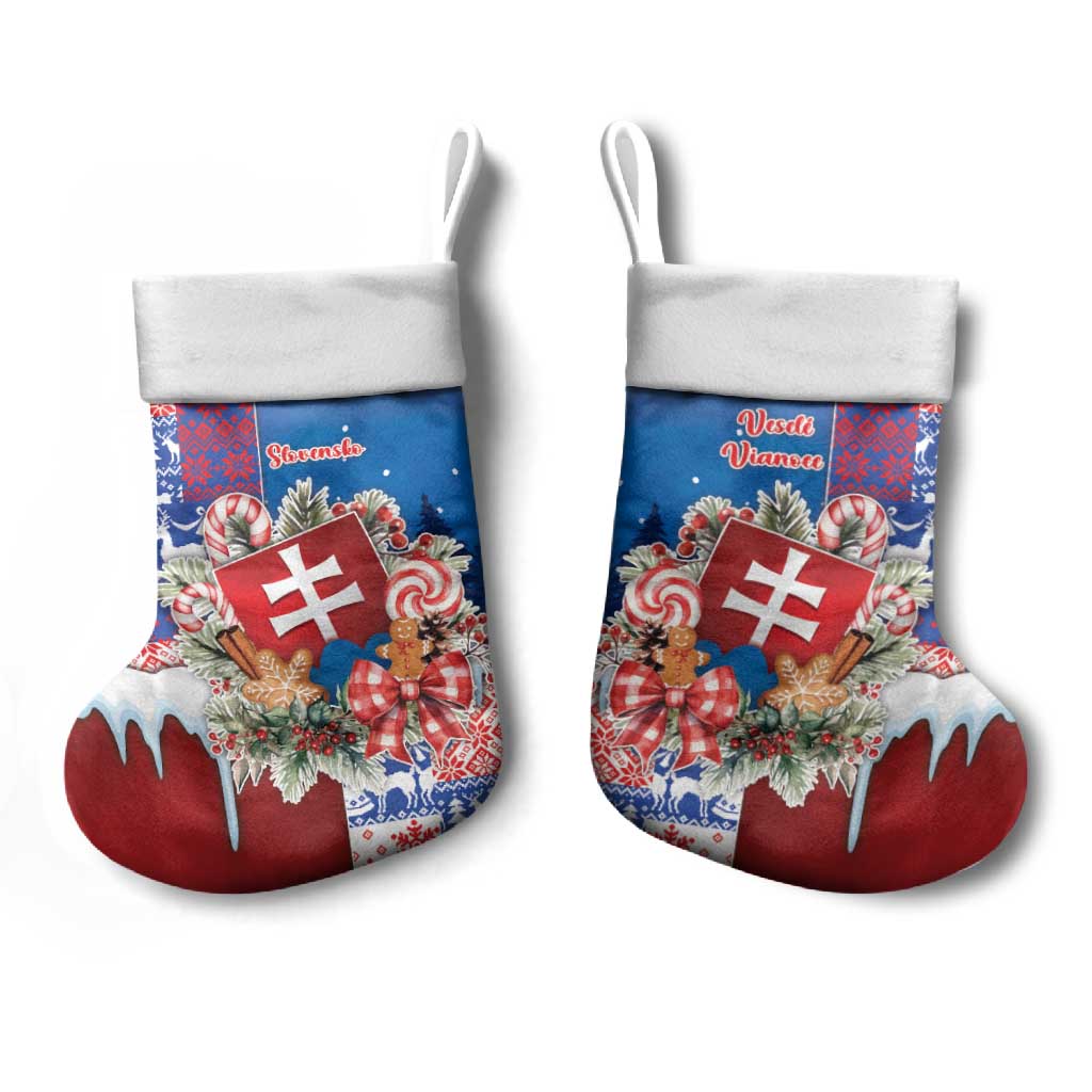 Slovakia Christmas Stocking Vesale Vianoce Xmas Pattern - Wonder Print Shop