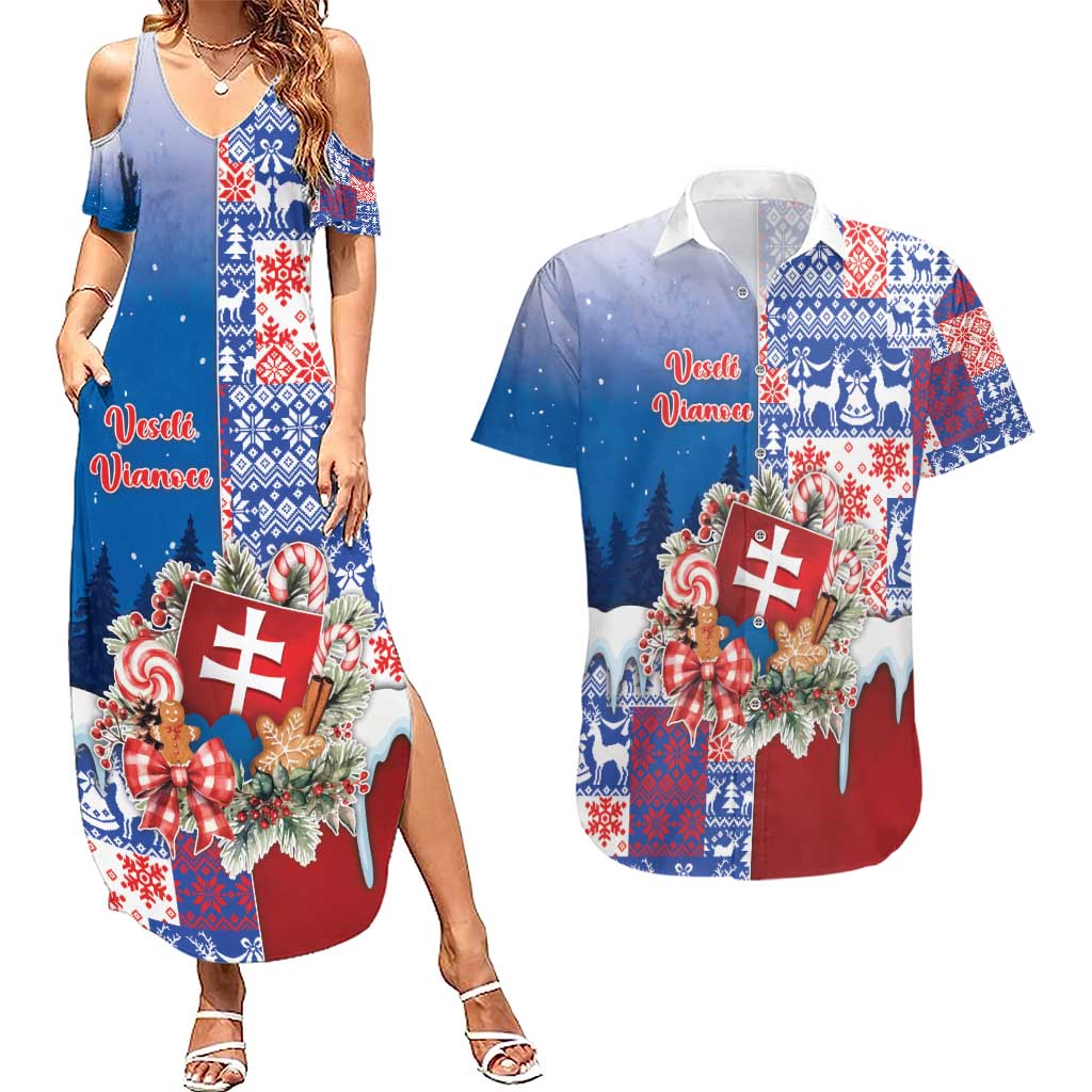 Slovakia Christmas Couples Matching Summer Maxi Dress and Hawaiian Shirt Vesale Vianoce Xmas Pattern - Wonder Print Shop