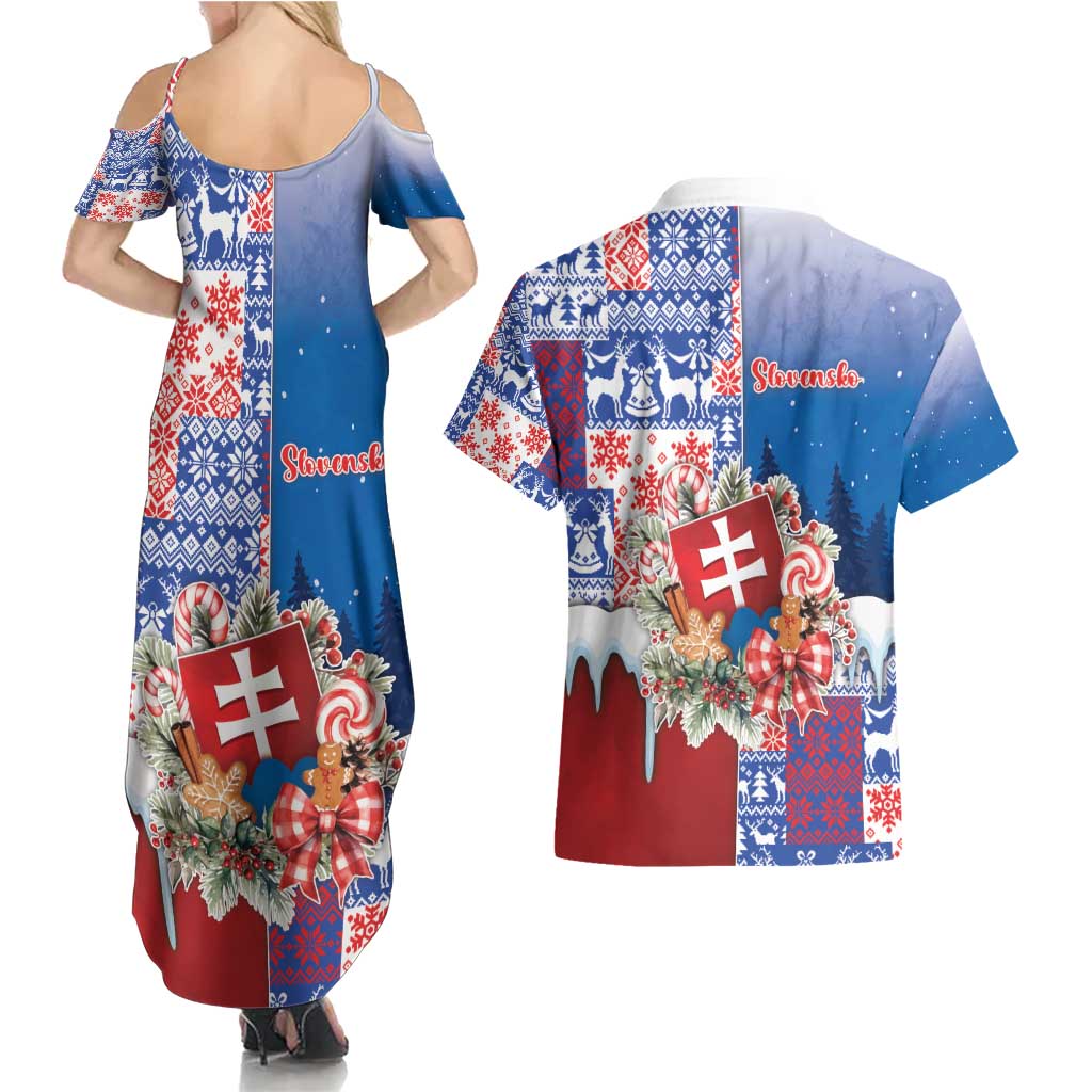 Slovakia Christmas Couples Matching Summer Maxi Dress and Hawaiian Shirt Vesale Vianoce Xmas Pattern - Wonder Print Shop