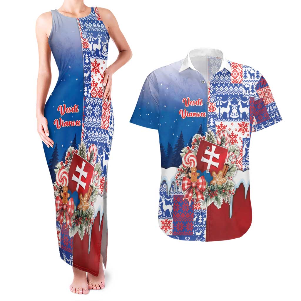Slovakia Christmas Couples Matching Tank Maxi Dress and Hawaiian Shirt Vesale Vianoce Xmas Pattern - Wonder Print Shop