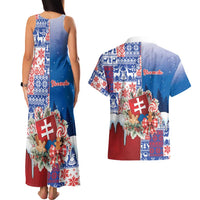 Slovakia Christmas Couples Matching Tank Maxi Dress and Hawaiian Shirt Vesale Vianoce Xmas Pattern - Wonder Print Shop