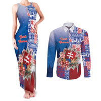 Slovakia Christmas Couples Matching Tank Maxi Dress and Long Sleeve Button Shirt Vesale Vianoce Xmas Pattern - Wonder Print Shop