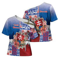 Slovakia Christmas Cross Shoulder Shirt Vesale Vianoce Xmas Pattern - Wonder Print Shop