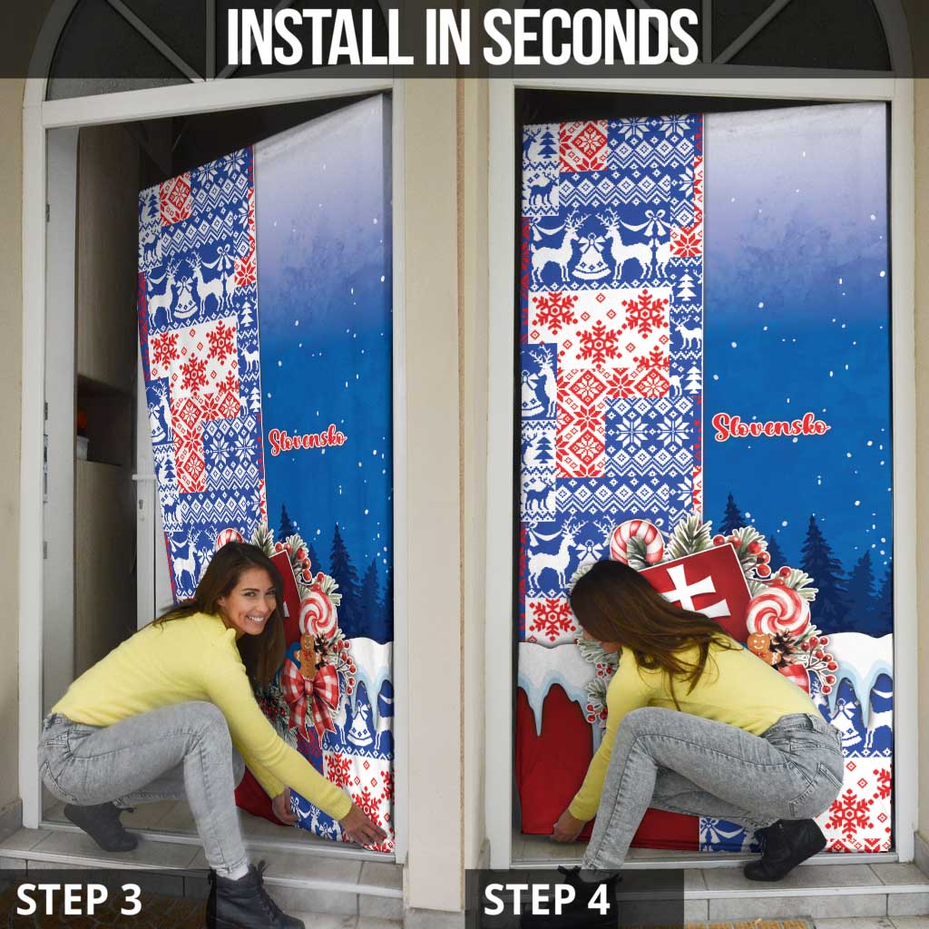 Slovakia Christmas Door Cover Vesale Vianoce Xmas Pattern - Wonder Print Shop