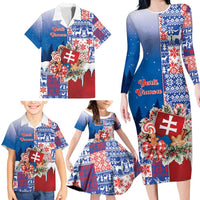 Slovakia Christmas Family Matching Long Sleeve Bodycon Dress and Hawaiian Shirt Vesale Vianoce Xmas Pattern - Wonder Print Shop