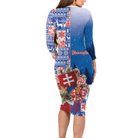 Slovakia Christmas Family Matching Long Sleeve Bodycon Dress and Hawaiian Shirt Vesale Vianoce Xmas Pattern - Wonder Print Shop