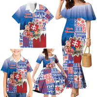 Slovakia Christmas Family Matching Mermaid Dress and Hawaiian Shirt Vesale Vianoce Xmas Pattern - Wonder Print Shop