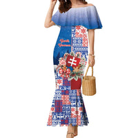 Slovakia Christmas Family Matching Mermaid Dress and Hawaiian Shirt Vesale Vianoce Xmas Pattern - Wonder Print Shop