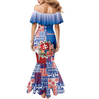 Slovakia Christmas Family Matching Mermaid Dress and Hawaiian Shirt Vesale Vianoce Xmas Pattern - Wonder Print Shop