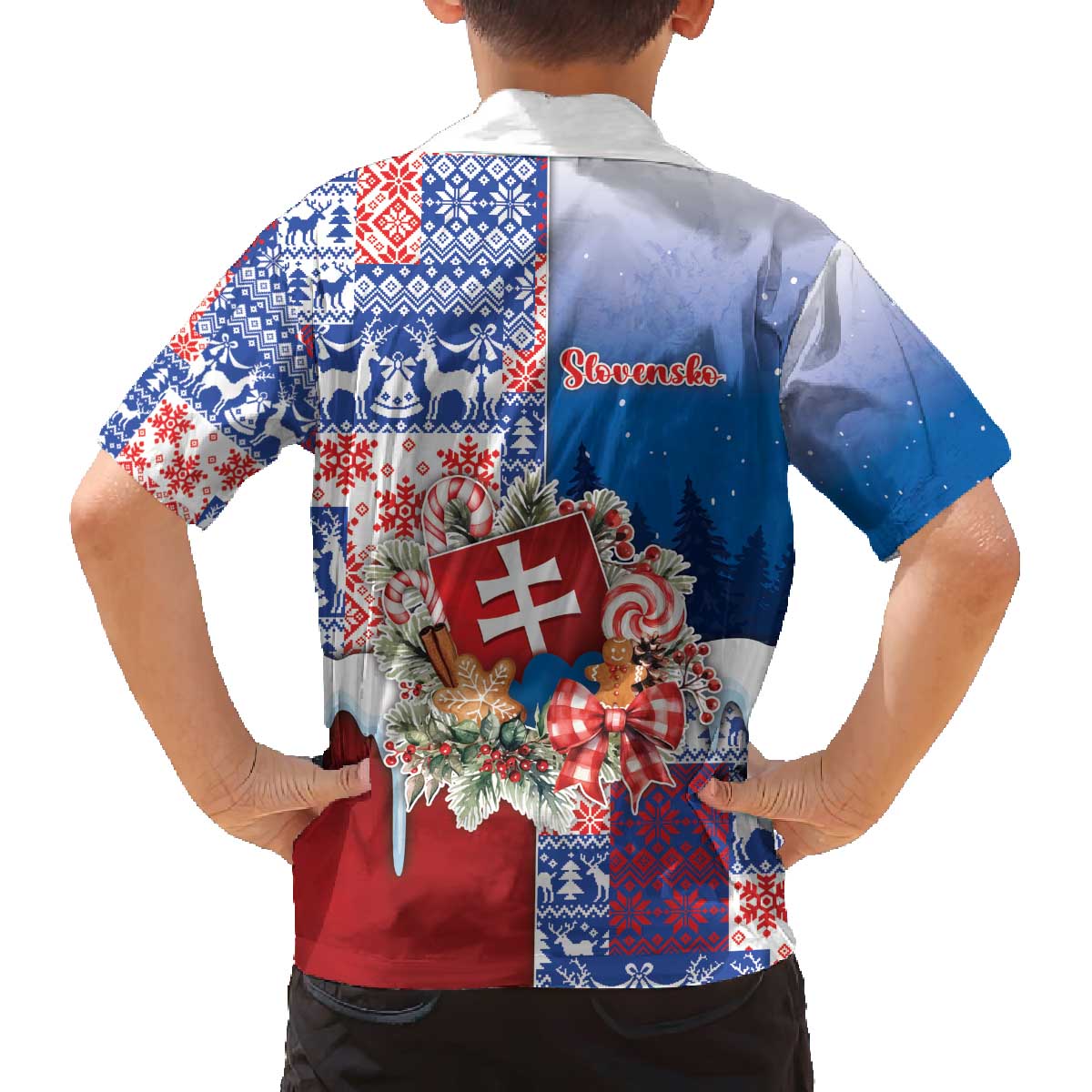 Slovakia Christmas Family Matching Off The Shoulder Long Sleeve Dress and Hawaiian Shirt Vesale Vianoce Xmas Pattern - Wonder Print Shop